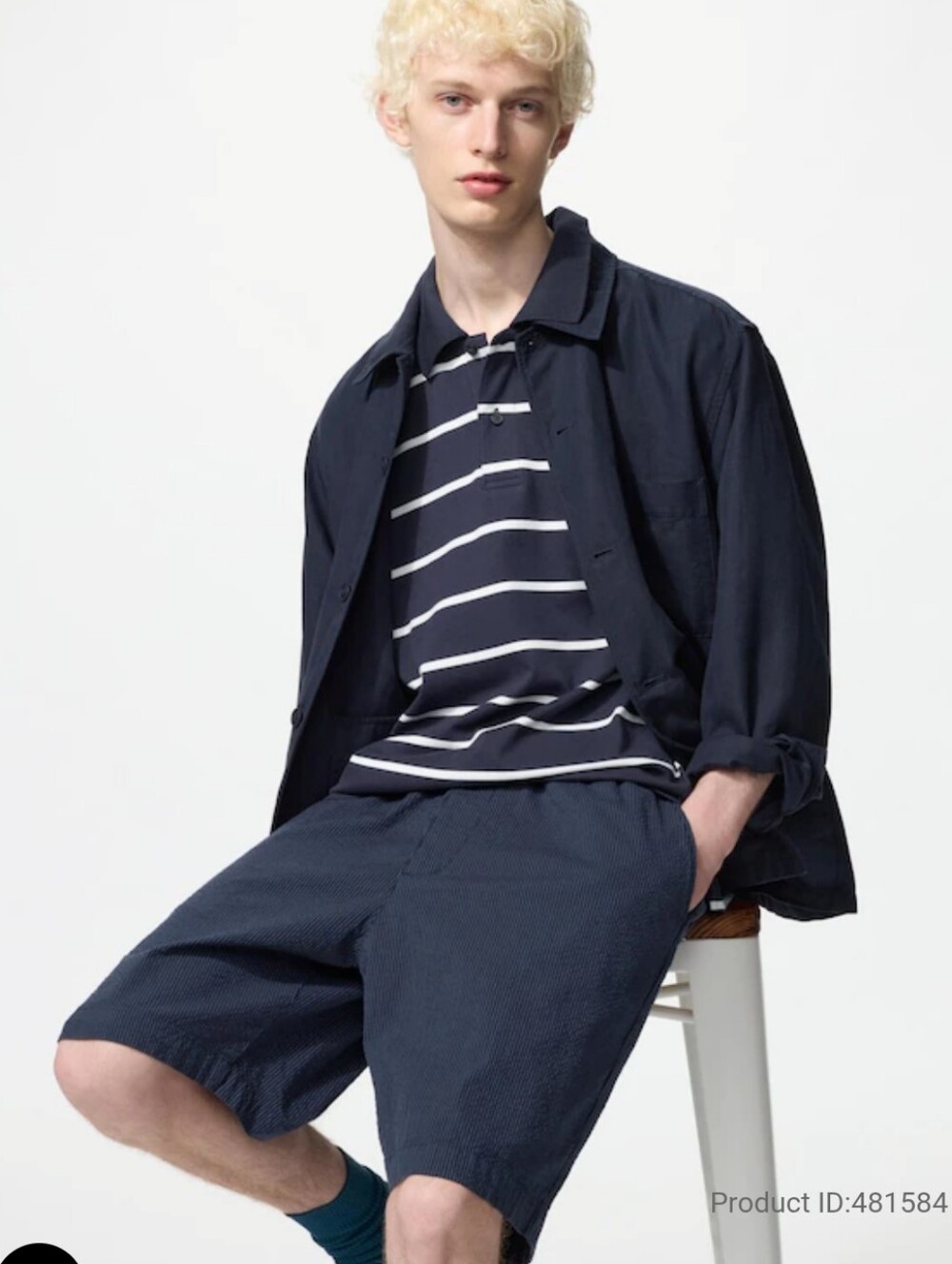 Uniqlo Stretch Easy Shorts | Seersucker | 8" Striped Blue
